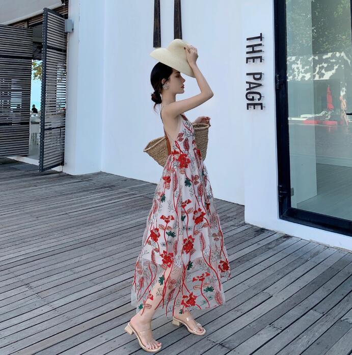 Women's Summer Holiday Dress Seaside Suspender Beach Dress