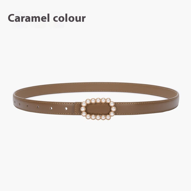 Genuine Leather Black Fashion Belt Fine Decorative One-suit Skirt Suit Jeans