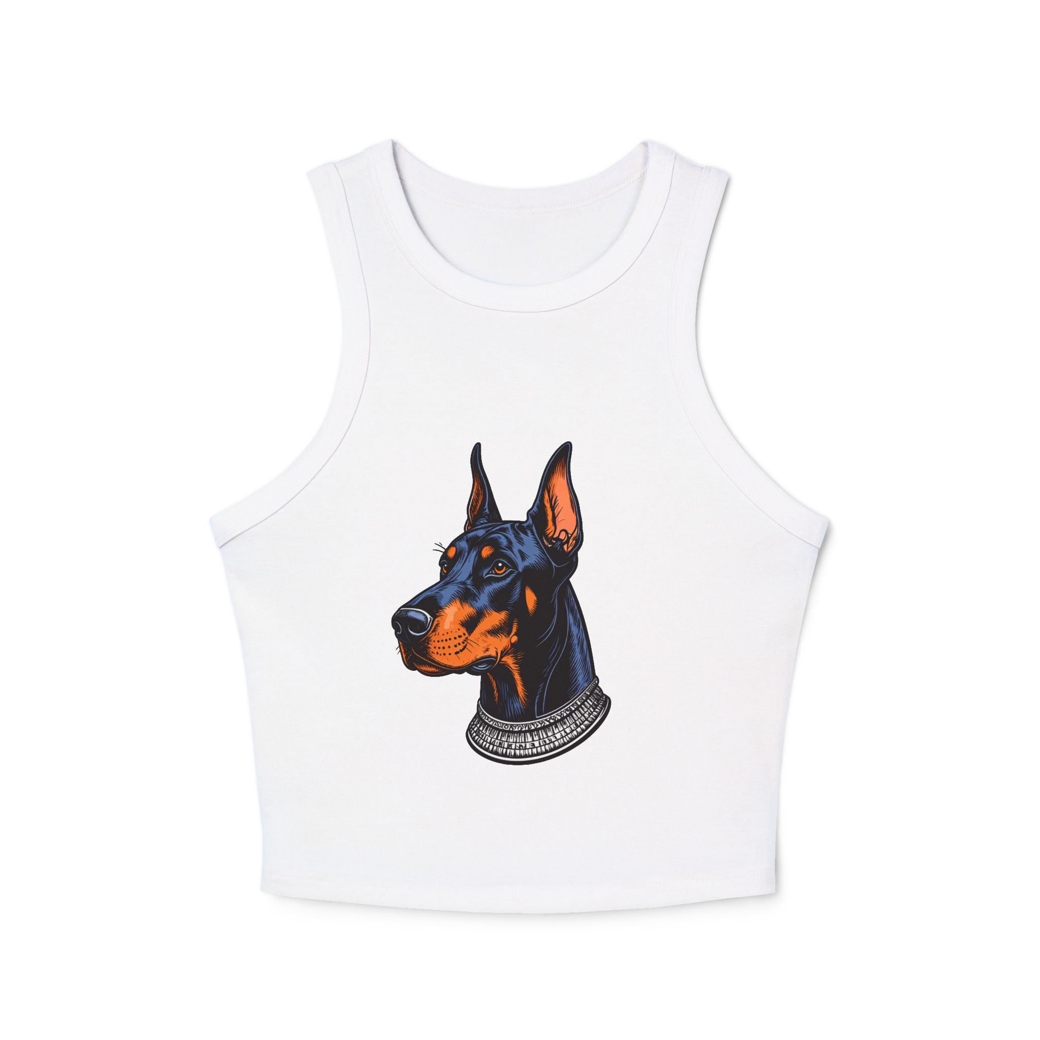 Doberman Portrait Racer Tank Top — Women's Graphic Crop Tank