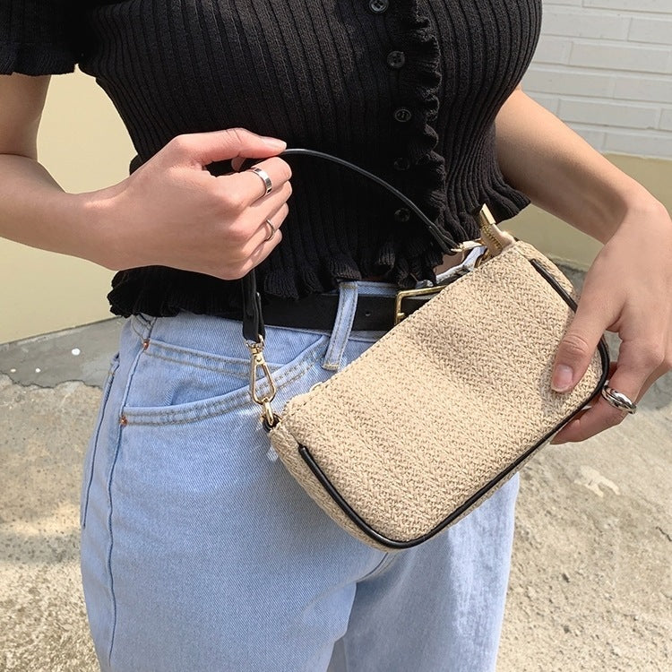 Beach portable straw bag
