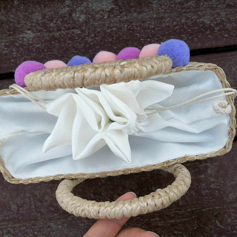 Thailand Straw Bag New Hydrangea Letter Embroidery Straw Handbag