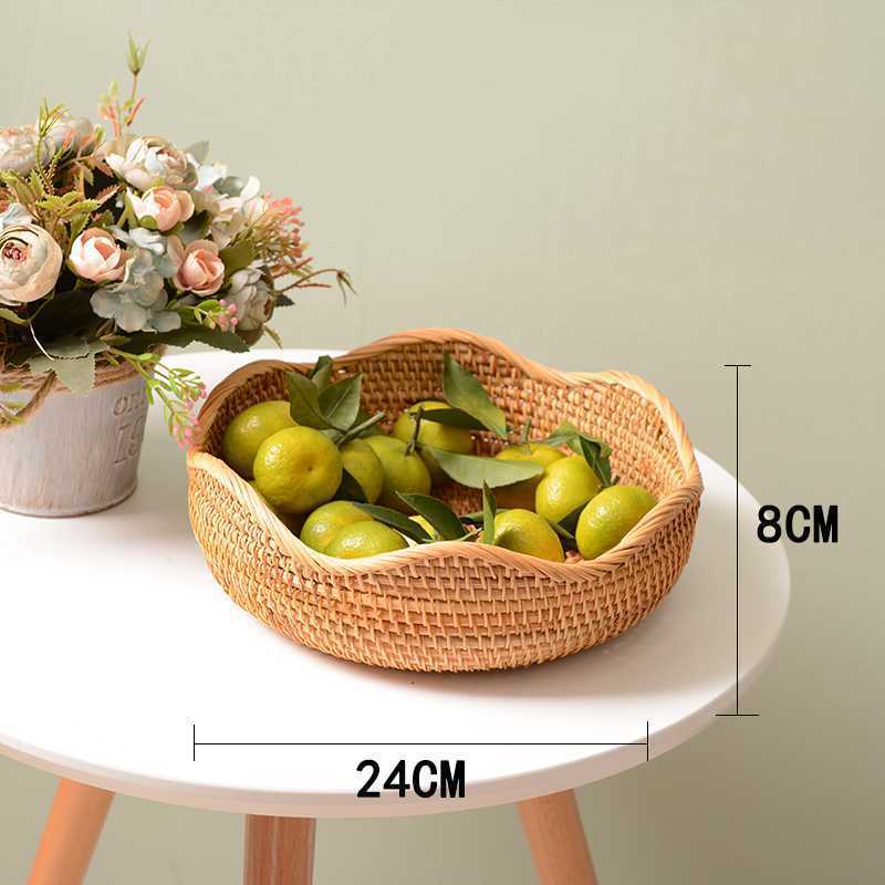 Vietnam Rattan Fruit Basket Storage Basket Living Room Snacks Sundries Candy Basket Creative Dried Fruit Box Bread Basket Food Basket