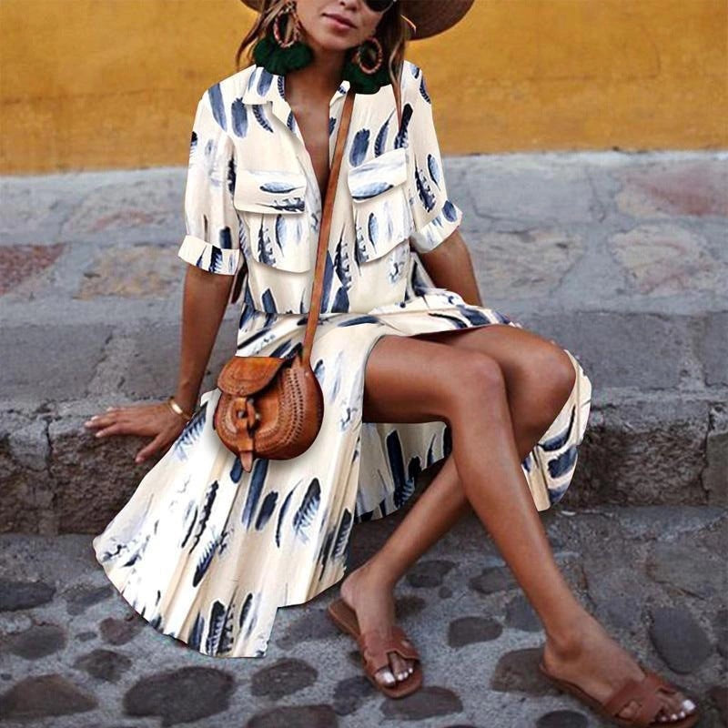 Summer new striped print dress