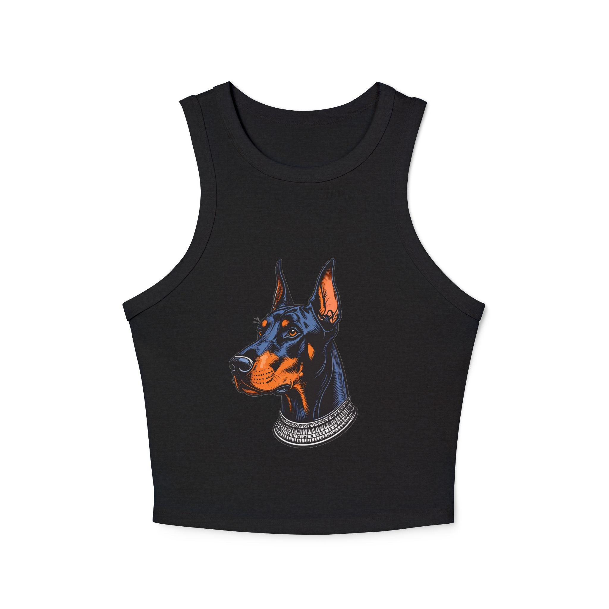 Doberman Portrait Racer Tank Top — Women's Graphic Crop Tank