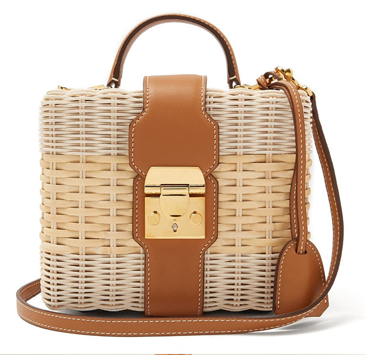 Straw bag crossbody vacation beach bag