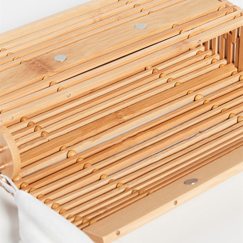 Ribbon bag beach vacation bamboo basket bag