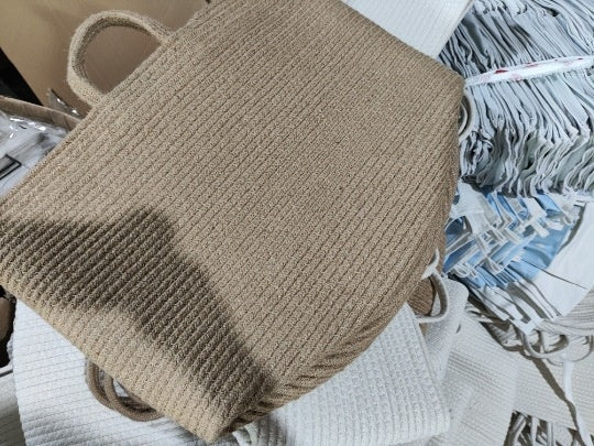 Laundry Basket Woven Cotton String Large Laundry Basket High Laundry Basket Foldable Basket