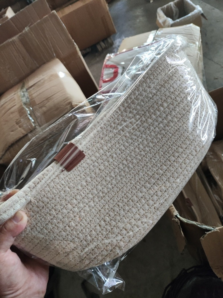 Laundry Basket Woven Cotton String Large Laundry Basket High Laundry Basket Foldable Basket