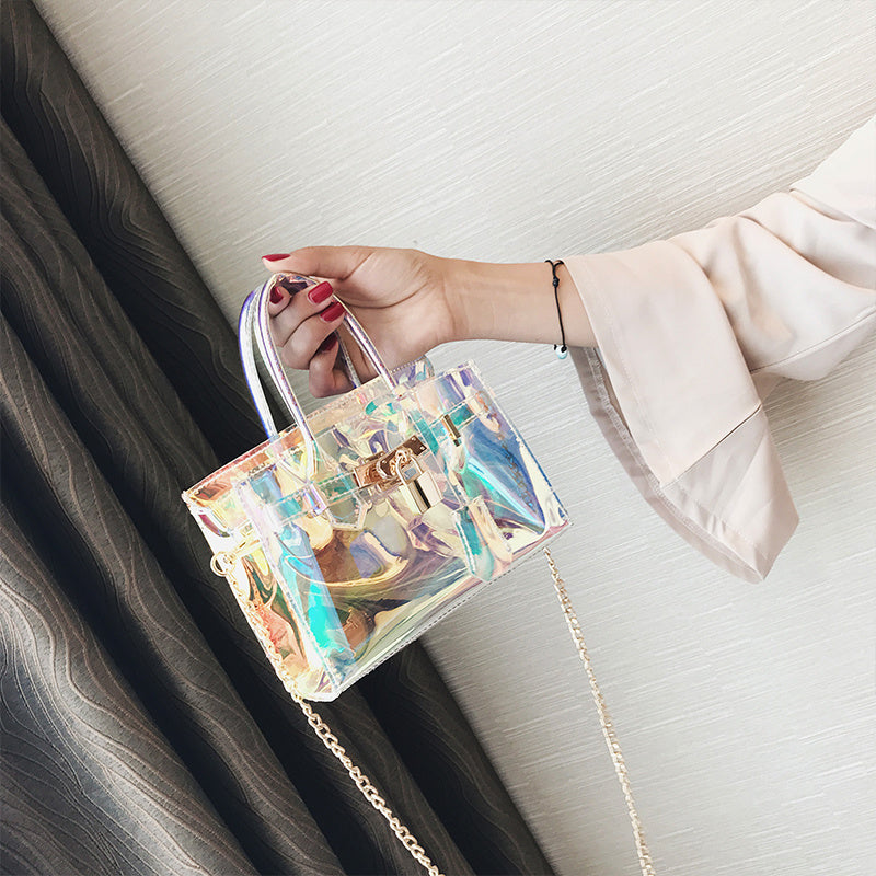 Transparent beach platinum bag