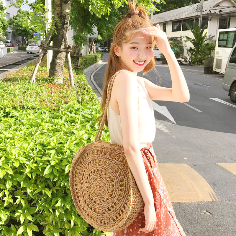 Woven soft beach bag straw bag