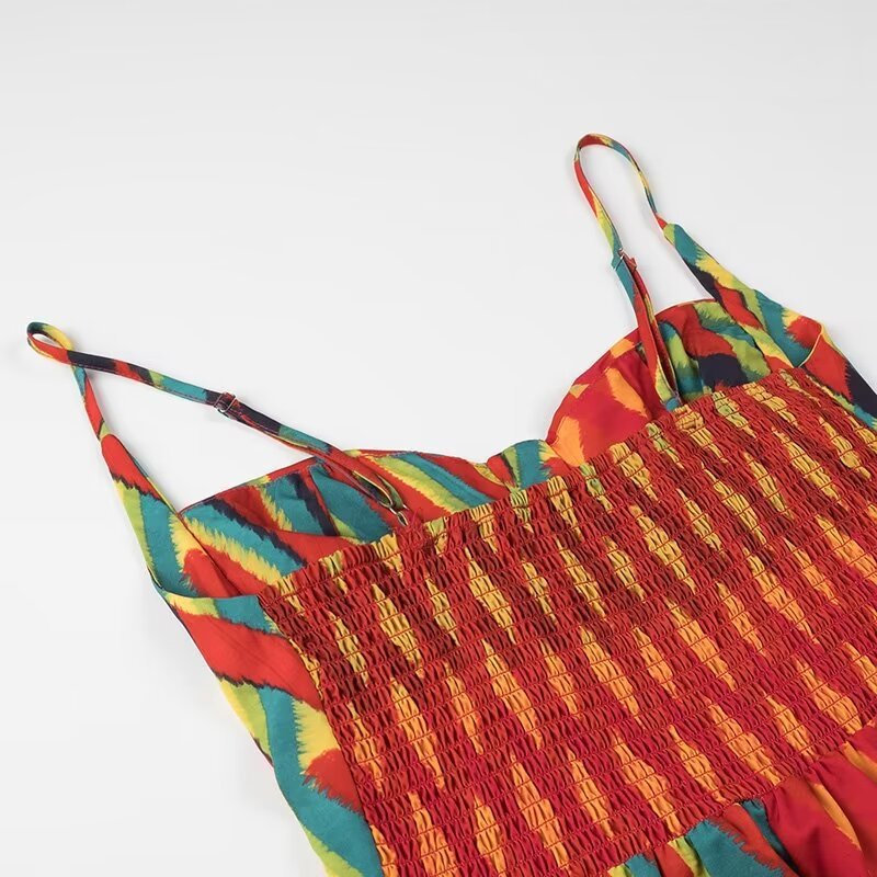 Summer New Suspender Printed Dress