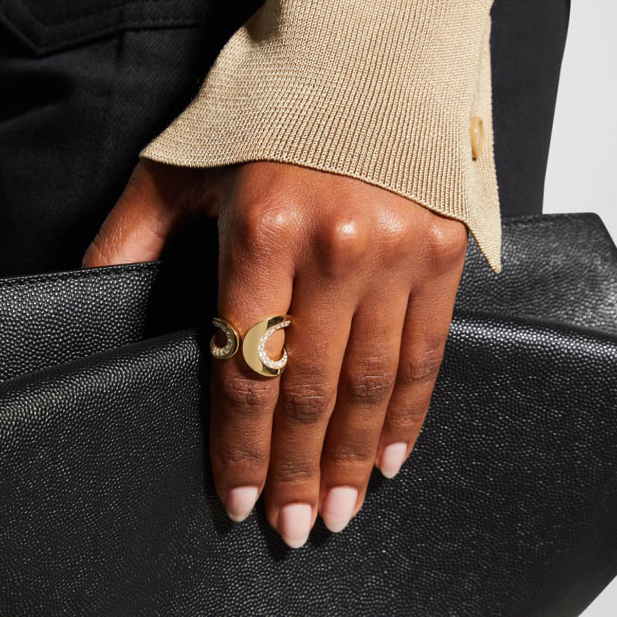 Sylischer Ring Athen, 18K vergoldet, mit Glasssteinen,