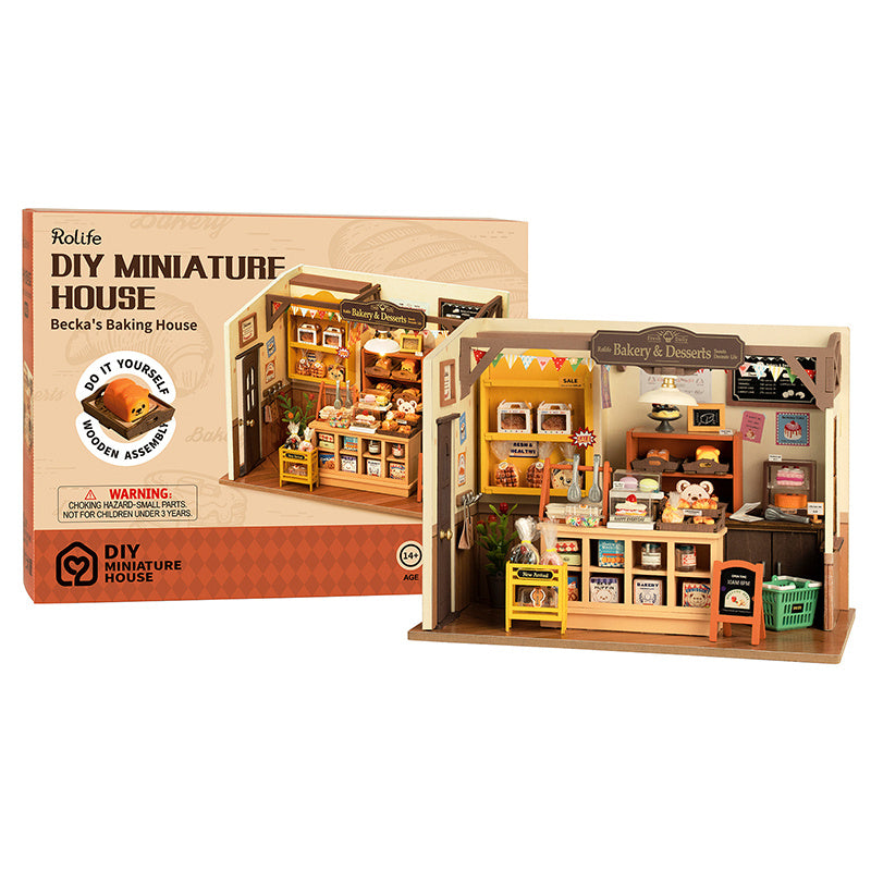 Robotime Rolife Beckas Backhaus DIY Miniatur haus für Kinder Kinder 3D-Holzmontage Spielzeug Einfache Verbindung Heim dekoration