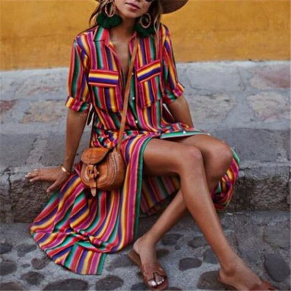 Summer new striped print dress