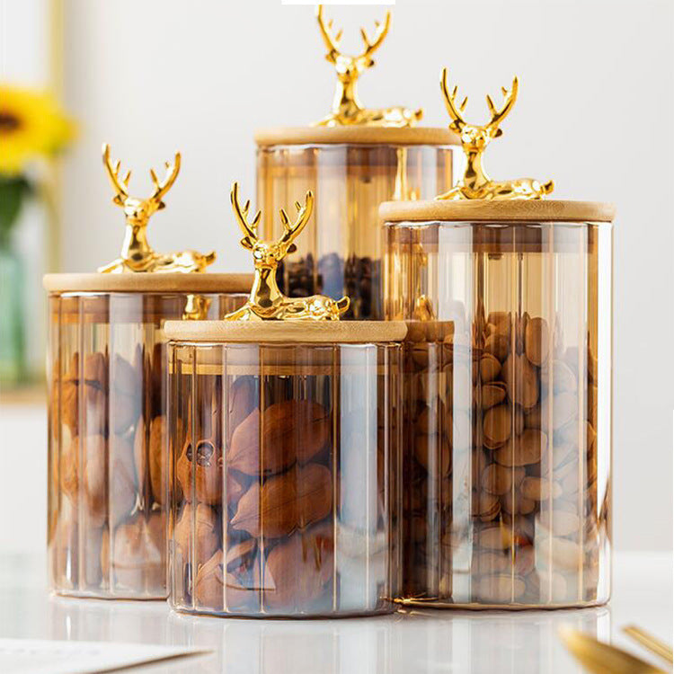 Vorratsdose mit Gold-Hirsch