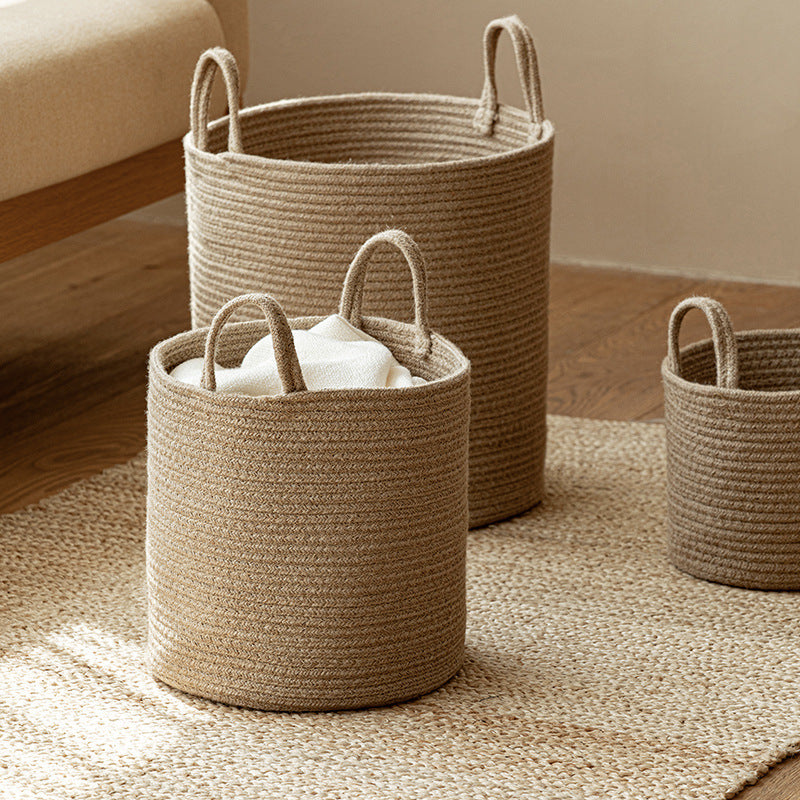 Laundry Basket Woven Cotton String Large Laundry Basket High Laundry Basket Foldable Basket