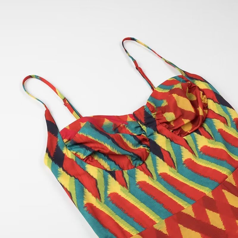 Summer New Suspender Printed Dress