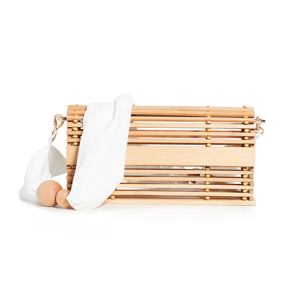 Ribbon bag beach vacation bamboo basket bag