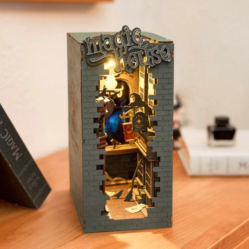 Robotime Rolife DIY Buch Nook Holz Miniatur Puppe Haus Licht Für Bücherregal Einfügen Möbel