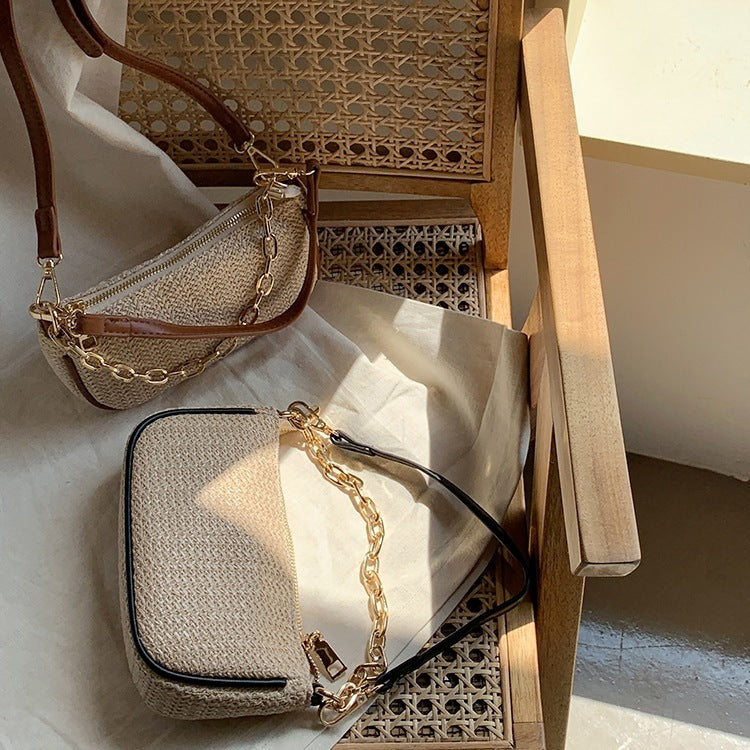 Beach portable straw bag