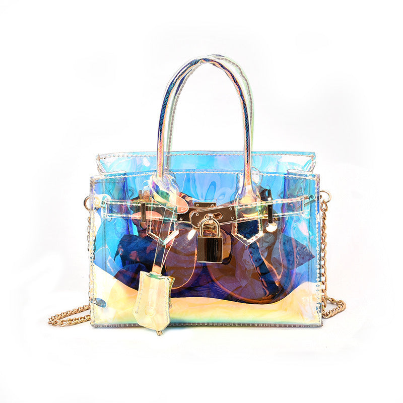 Transparent beach platinum bag