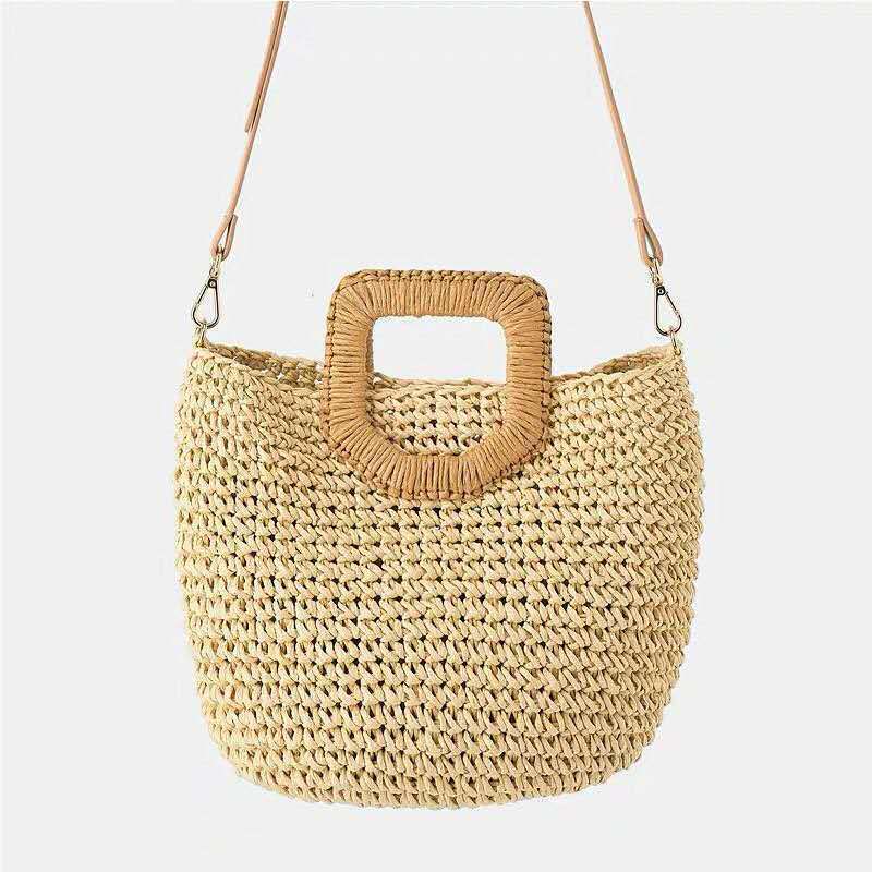 Wooden handle beach bag