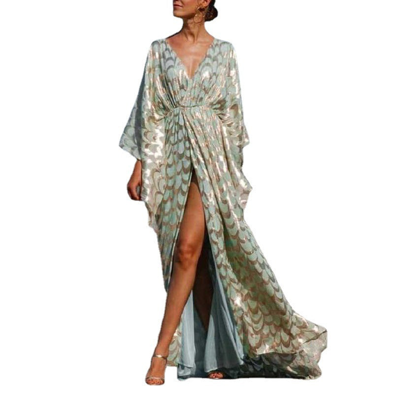 Women's Large Trailing Dress Summer Print Dress