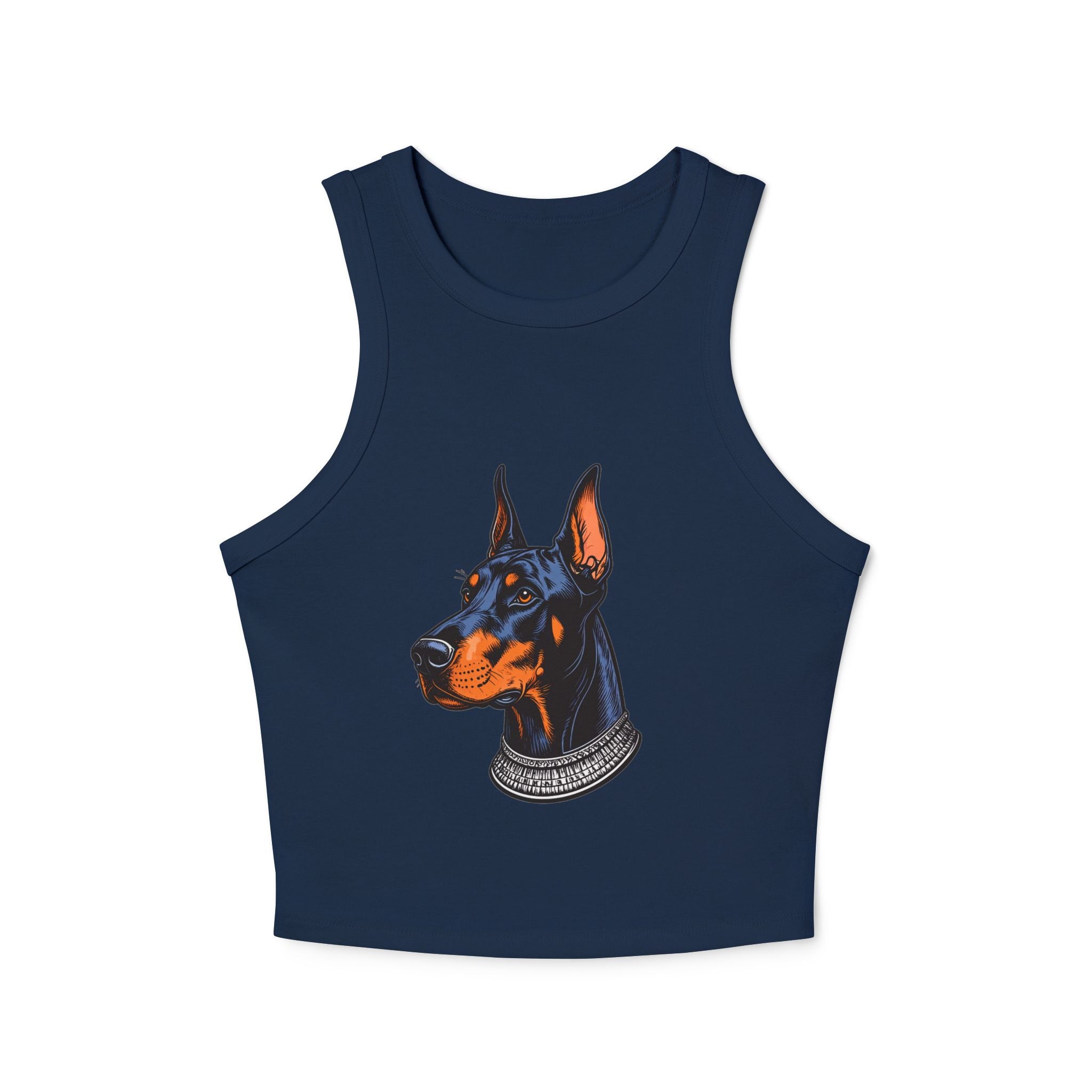 Doberman Portrait Racer Tank Top — Women's Graphic Crop Tank