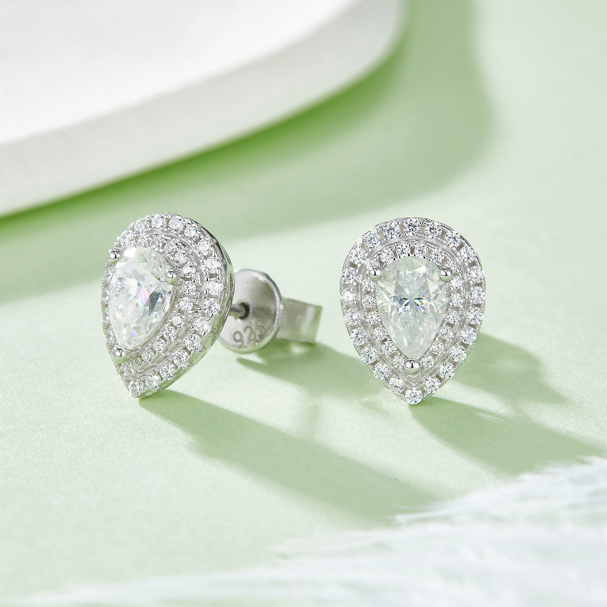 Moissanit Schmuck-Set – Tropfenform aus S925 Sterling Silber