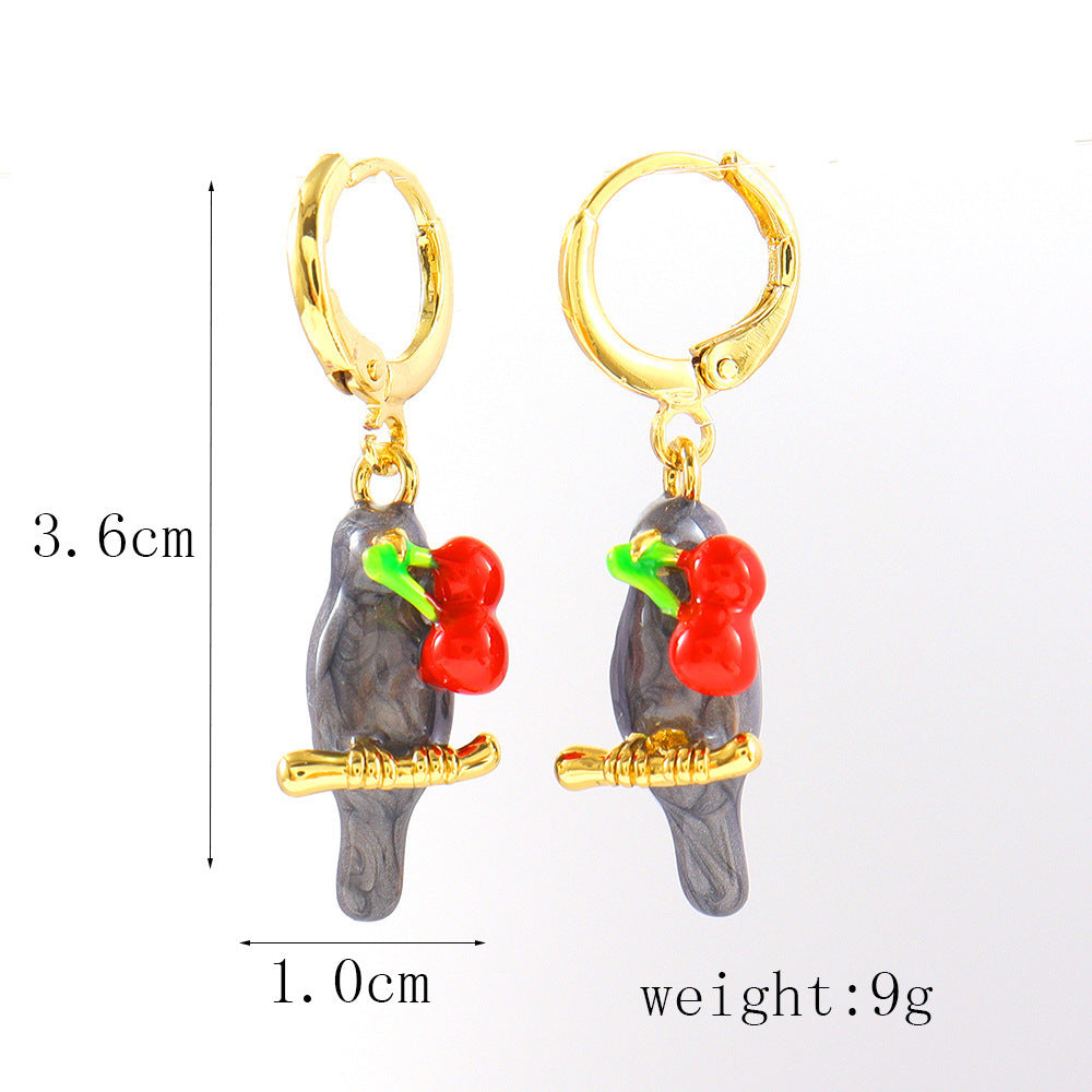 New Starry Deer Dripping Bird Rhinestone Earrings