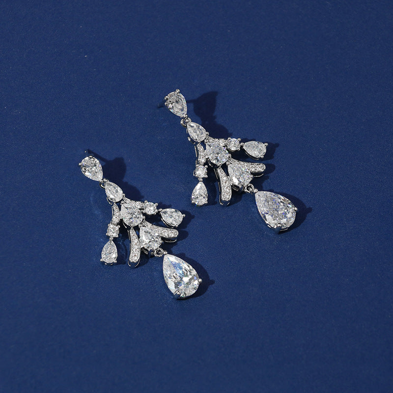 Geometric Heavy Industry Water Drop Tassel Earrings Long