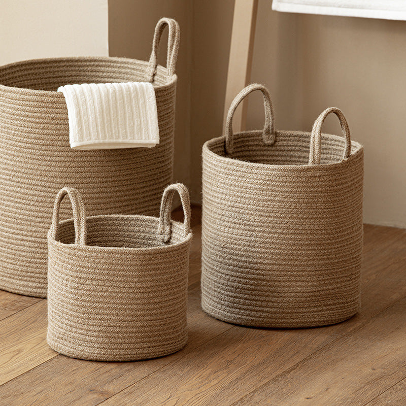 Laundry Basket Woven Cotton String Large Laundry Basket High Laundry Basket Foldable Basket