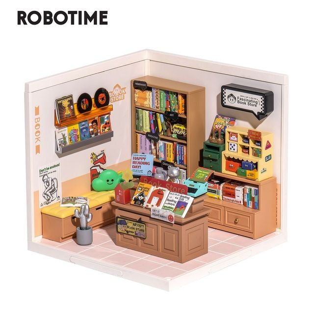 Robotime Rolife Super Creator Täglich Kunststoff-DIY-Miniatur haus Cafe Energie versorgung Store Baustein Sets englische Version DW