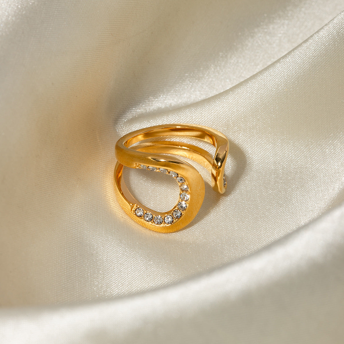 Sylischer Ring Athen, 18K vergoldet, mit Glasssteinen,