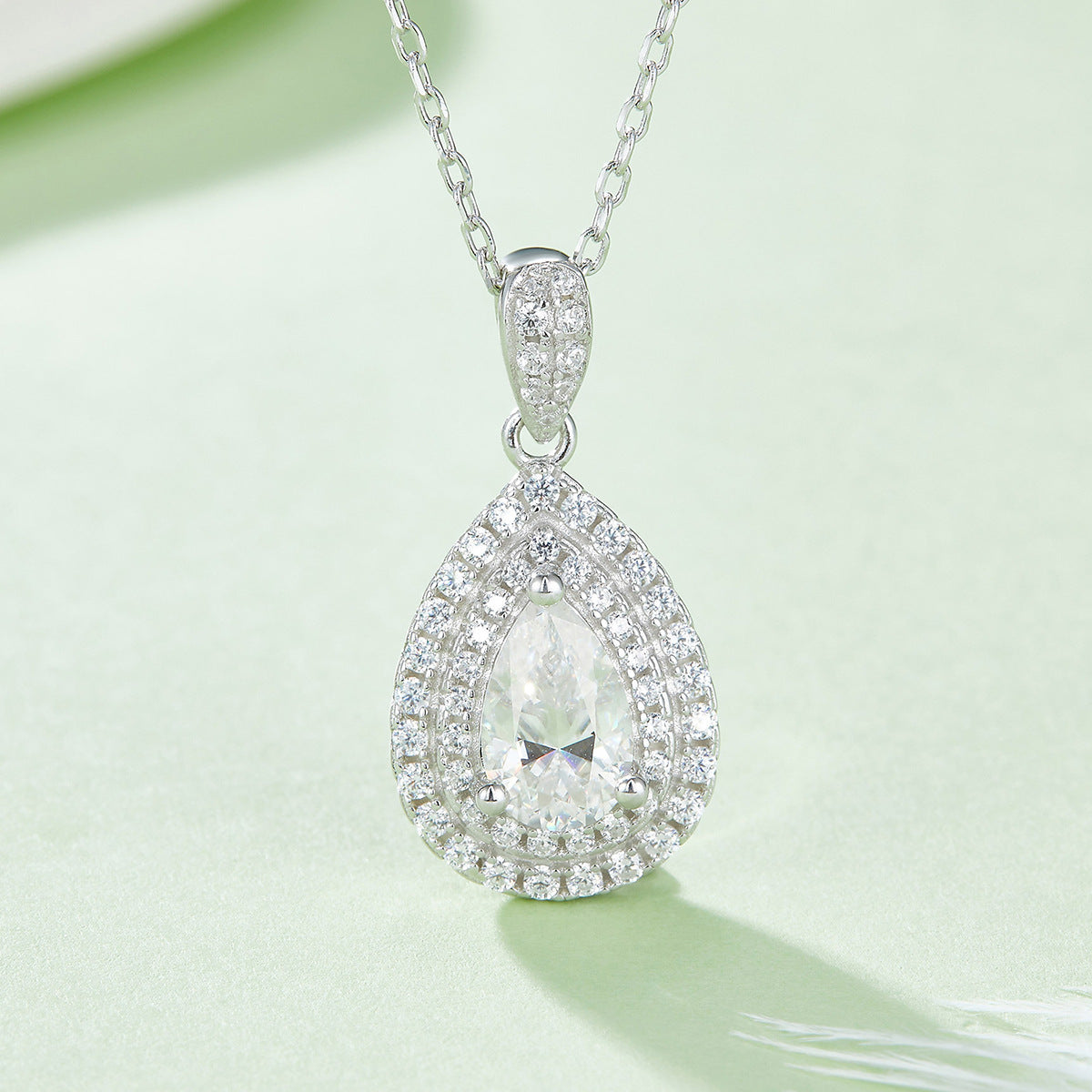 Moissanit Schmuck-Set – Tropfenform aus S925 Sterling Silber