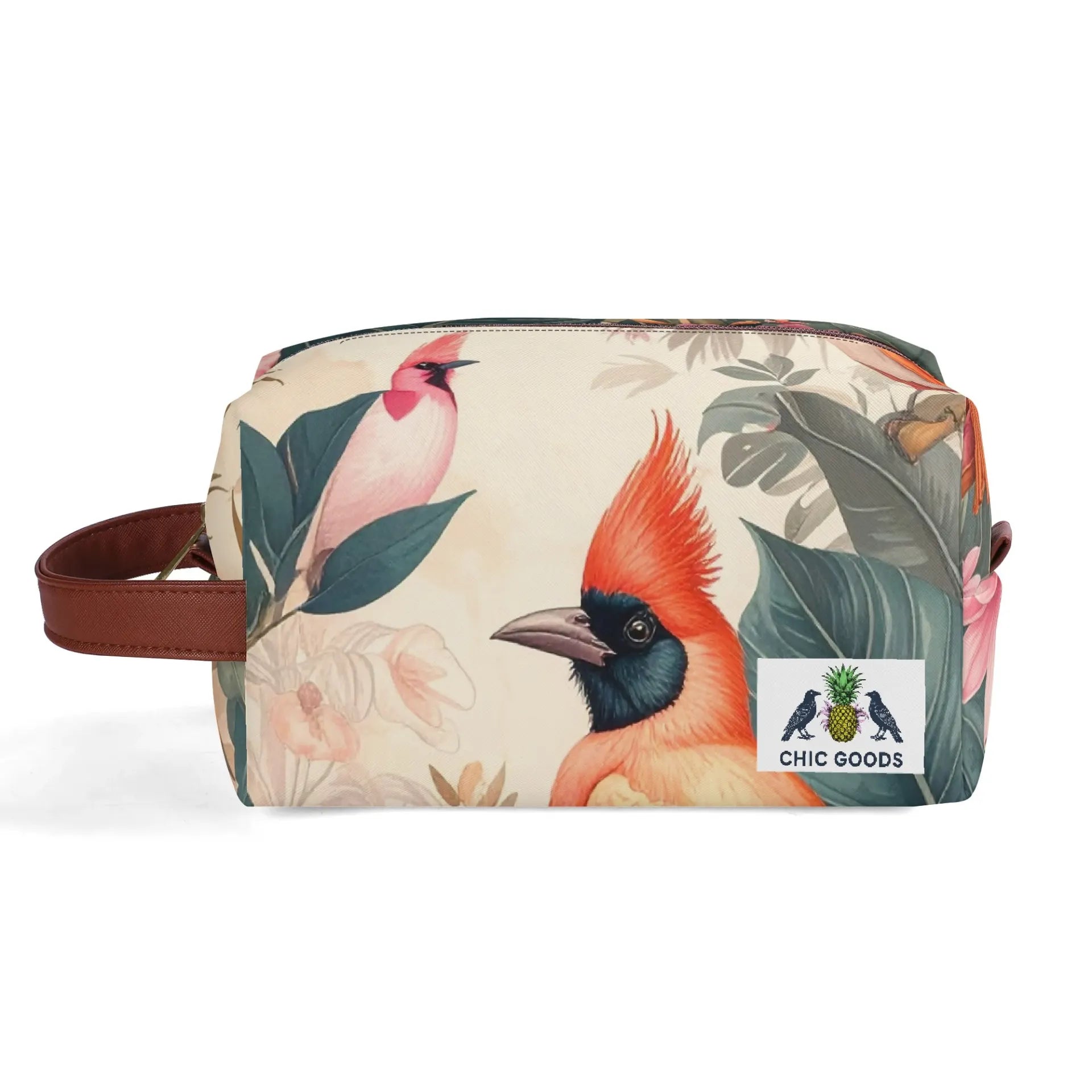 Beauty Bag: Birds & Flowers No. 1 – Orange Rose von Chic Goods Eigendesign
