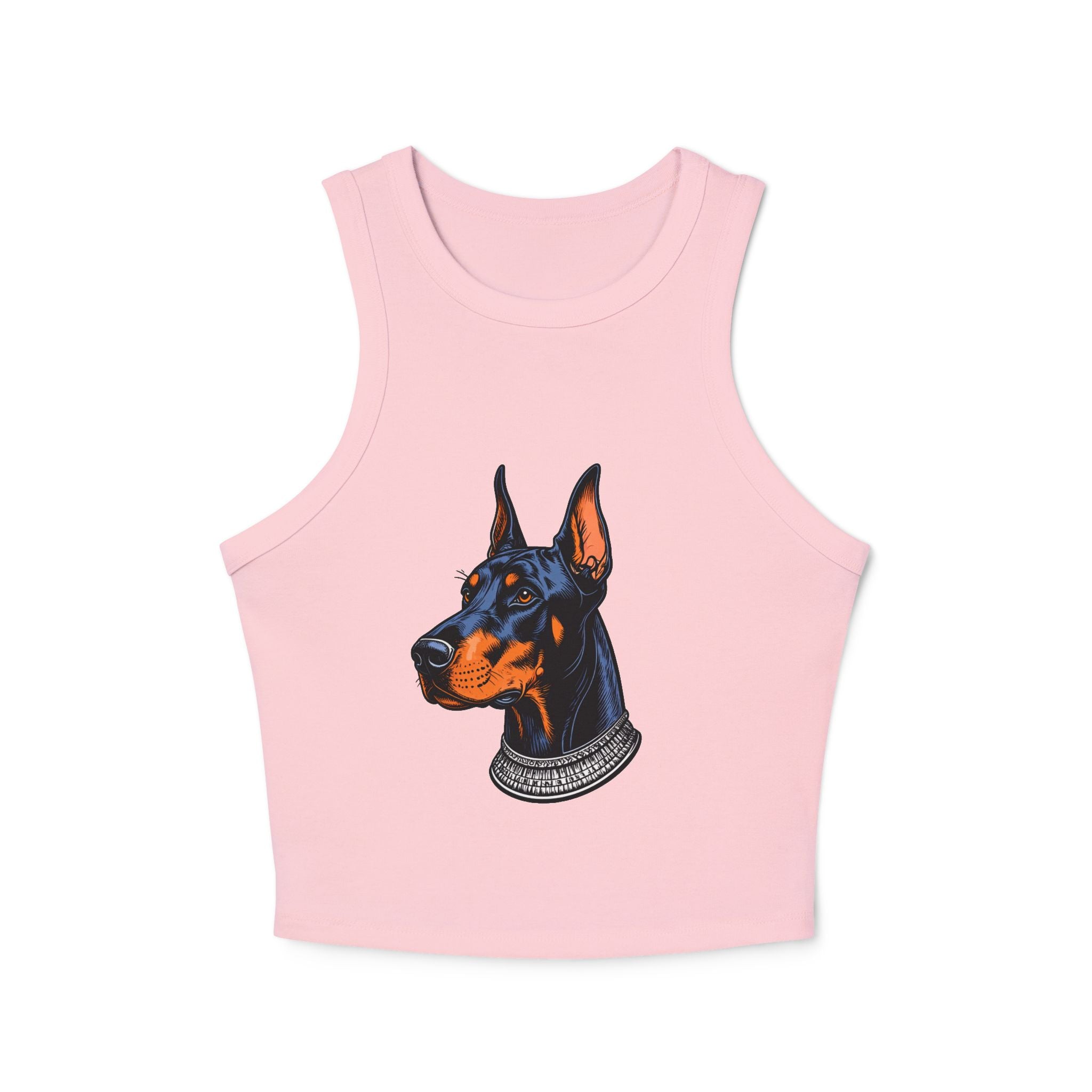 Doberman Portrait Racer Tank Top — Women's Graphic Crop Tank