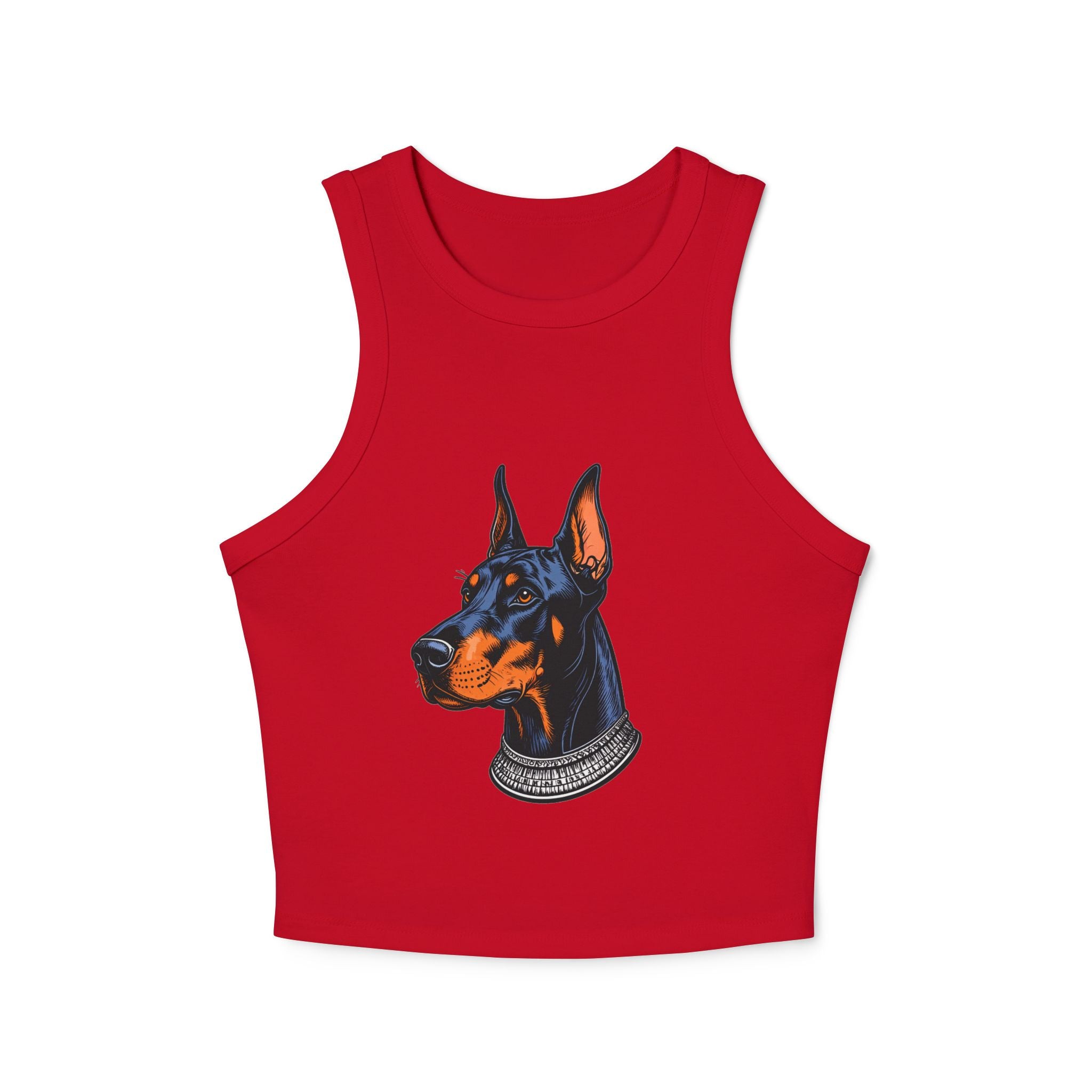 Doberman Portrait Racer Tank Top — Women's Graphic Crop Tank