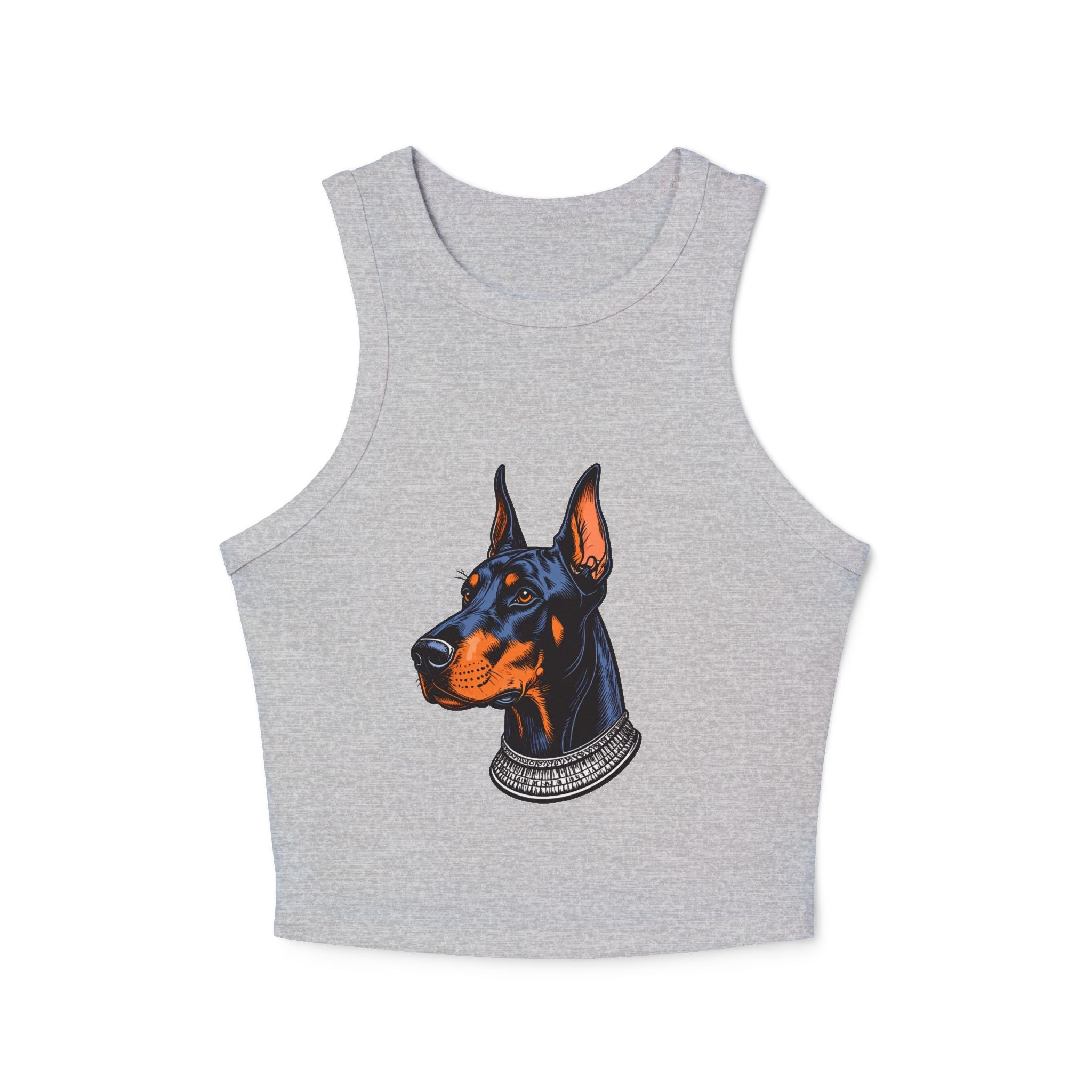 Doberman Portrait Racer Tank Top — Women's Graphic Crop Tank