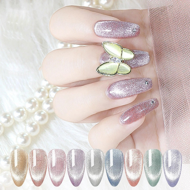 New Crystal Cat Eye Series Nail Polish Gel Ice Transparent Silver White Wide Cat Eye Smoothie Moonstone Cat Eye Gel Polish