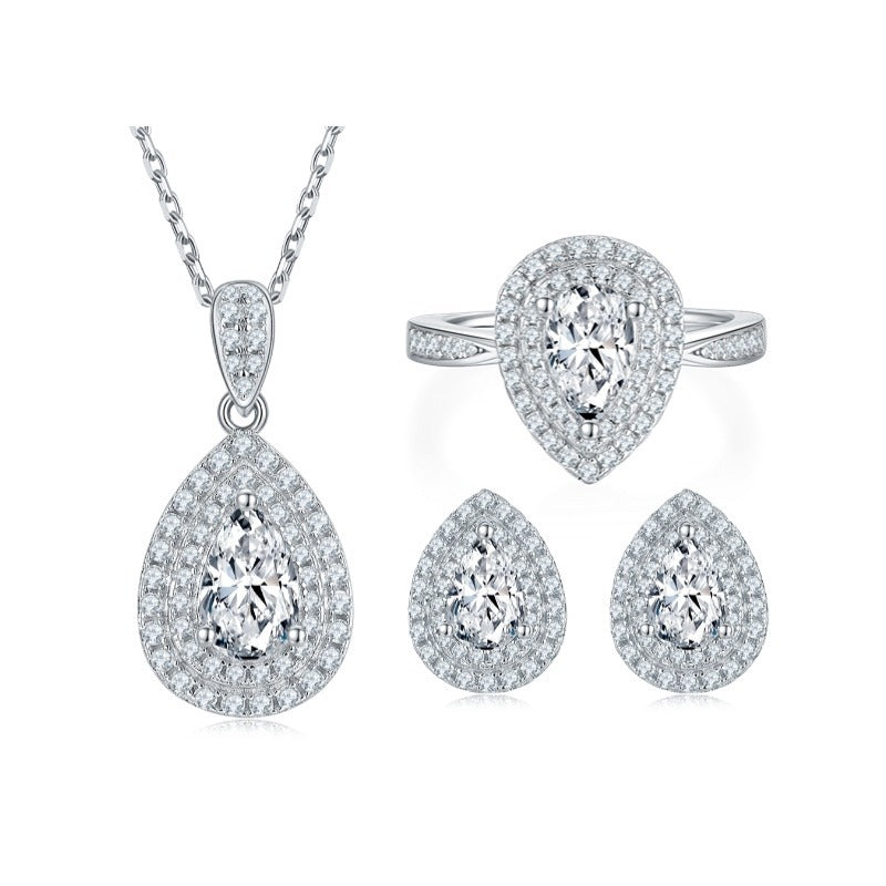 Moissanit Schmuck-Set – Tropfenform aus S925 Sterling Silber
